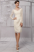 Ivory Simple Wedding Dresses Short Long Sleeve Illusion Neckline koyhole Knee length Sheath Bridal Dress