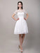 Simple Wedding Dresses Short sleeves Lace Bodice Chiffon Reception Bridal Dress