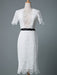 Simple Wedding Dresses V Neck Short Sleeves Sheath Knee Length Vintage Bridal Dresses