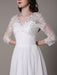 Simple Wedding Dressses Chiffon V Neck Lace A LinePleated Bridal Dress misshow