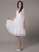 Simple Wedding Dressses Chiffon V Neck Lace A LinePleated Bridal Dress misshow