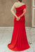 Sizzling Scarlet One-Shoulder Mermaid Prom Gown with Dazzling Bead Embellishments