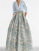 3/4 Sleeve Shirt Collar A-Line Mother of the Bride & Groom Dress with Printed Floral