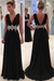 Black A Line Deep Neck Sleeveless V Back Beading Pleats Chiffon Long Prom Dress - Prom Dresses