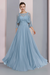 Sky Blue Floor-Length A-Line Mother of the Bride Dress with Princess Scoop Neckline