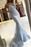 Sky Blue Enchanting Mermaid Evening Gown with Spaghetti Straps