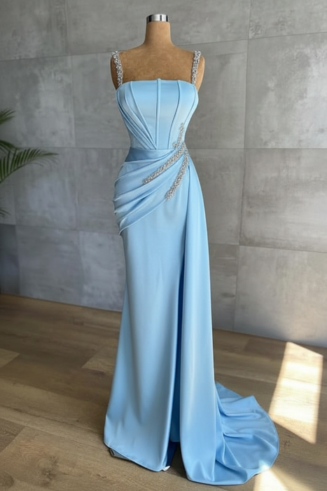 Sky Blue glitter evening dresses floor-length Prom Dress - Prom Dresses