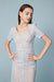 Sky Blue Lace Dress Short Sleeves V-Neck Formal Dress - Dresses