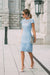 Sky Blue Lace Formal Dresses Knee Length Mother of the Bride Dress Cap Sleeves