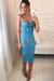 Sky Blue Sexy Sheath Knee Length Homecoming Straps Lace Short Prom Dresses - Prom Dresses