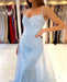 Sky Blue Lace Mermaid Prom Dress