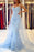 Sky Blue Lace Prom Dress in Mermaid Style