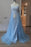 Sky Blue Off-the-Shoulder Prom Dress with Sequin Embellishments