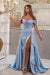 Elegant Sky Blue Off-The-Shoulder Sweetheart Prom Dress with Split Mermaid