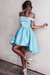 Sky Blue Sexy Off the Shoulder Prom Simple Short Homecoming Dress - Prom Dresses
