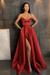 Rust Spaghetti Straps Prom Dress A Line with Split Pockets