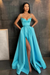 Pool Spaghetti Straps Prom Dress A Line with Split Pockets