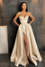 Ivory Spaghetti Straps Prom Dress A Line with Split Pockets