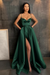 Dark Green Spaghetti Straps Prom Dress A Line with Split Pockets