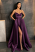 Grape Spaghetti Straps Prom Dress A Line with Split Pockets
