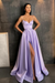 Lilac Spaghetti Straps Prom Dress A Line with Split Pockets