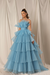 Sky Blue Strapless Mermaid Evening Gown with Layers and Sleeveless Design