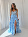 Strapless Lace Corset Prom Dress Long with Front Slit
