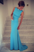 Sky Blue Trumpet/Mermaid High Neck Sleeveless Spandex Floor-Length Dresses - Prom Dresses