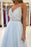 Sky Blue Tulle Long Prom Dress With Beads