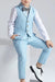 Sky Blue Two Pieces Formal Boys Set Vest & Pants Preppy Style School Vacation Regular Fit
