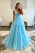 Sky Blue Tulle Formal Evening Dresses 