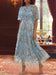 Sky Blue Scoop Neck Lace Embroidery Mother of the Bride Dresses Floral