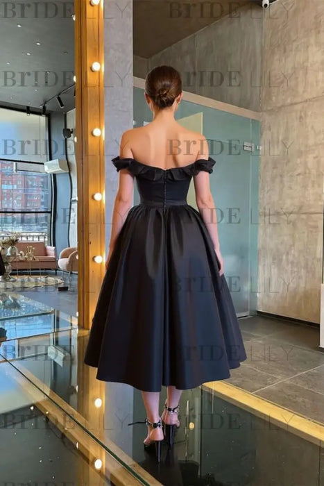 Sleek and Stunning Off-the-Shoulder Black Prom Dress - Prom Dresses