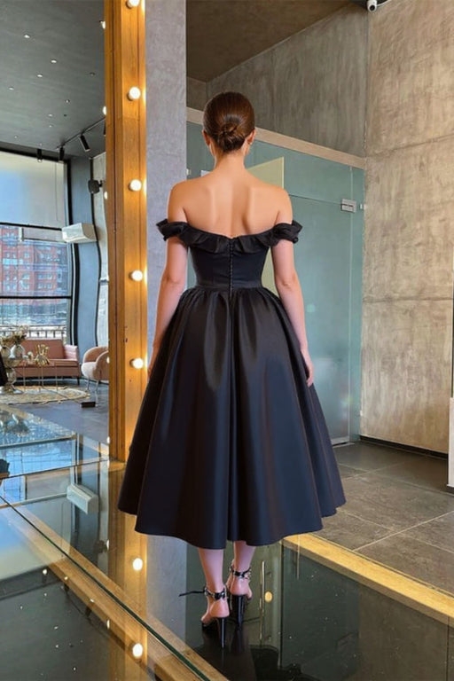 Sleek and Stunning Off-the-Shoulder Black Prom Dress - Prom Dresses