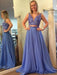 A-Line/Princess Sleeveless V-neck Chiffon Beading Floor-Length Two Piece Dresses - Prom Dresses