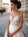 wedding dresses 2021 jewel illusion neck sleeveless a line lace flora applique bridal gowns with train