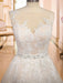wedding dresses 2021 jewel illusion neck sleeveless a line lace flora applique bridal gowns with train