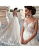wedding dresses 2021 jewel illusion neck sleeveless a line lace flora applique bridal gowns with train