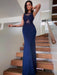 Sheath/Column Spandex Sleeveless Sweep/Brush Train Applique Scoop Dresses - Prom Dresses