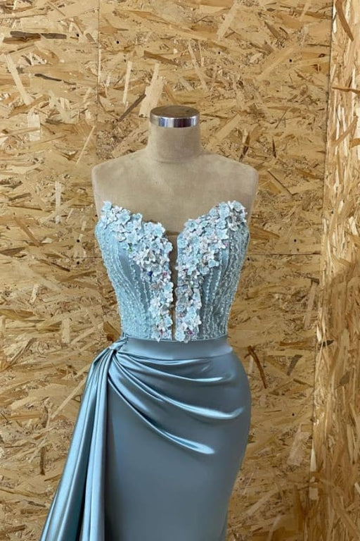 Sleeveless Appliques Mermaid Evening Dress with Split