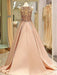 Ball Gown Sleeveless Bateau Sweep/Brush Train Beading Satin Dresses - Prom Dresses