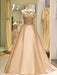 Ball Gown Sleeveless Bateau Sweep/Brush Train Beading Satin Dresses - Prom Dresses