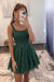 Sleeveless Beadings Dark Green Short Homecoming Dress Aline with Sequins
