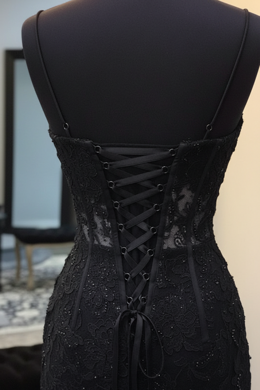 Black Lace Homecoming Dress