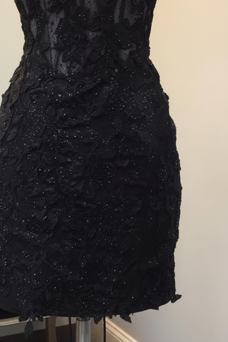 Sparkly Black Corset Lace Tight Short Homecoming Dress