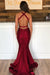 Sleeveless Burgundy Mermaid Prom Dress