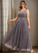 Grey mauve sleeveless chiffon A-line dress without the jacket