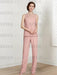 Blush pink sleeveless chiffon shell and trousers without the jacket