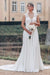 Sleeveless Floral Lace Chiffon A-Line Wedding Dress Illusion Back
