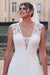 Sleeveless Floral Lace Chiffon A-Line Wedding Dress Illusion Back